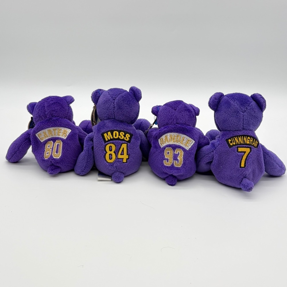 1998 Vikings Plush Bear Lot‎ 4 Moss Carter Randle Cunningham Limited Treasures